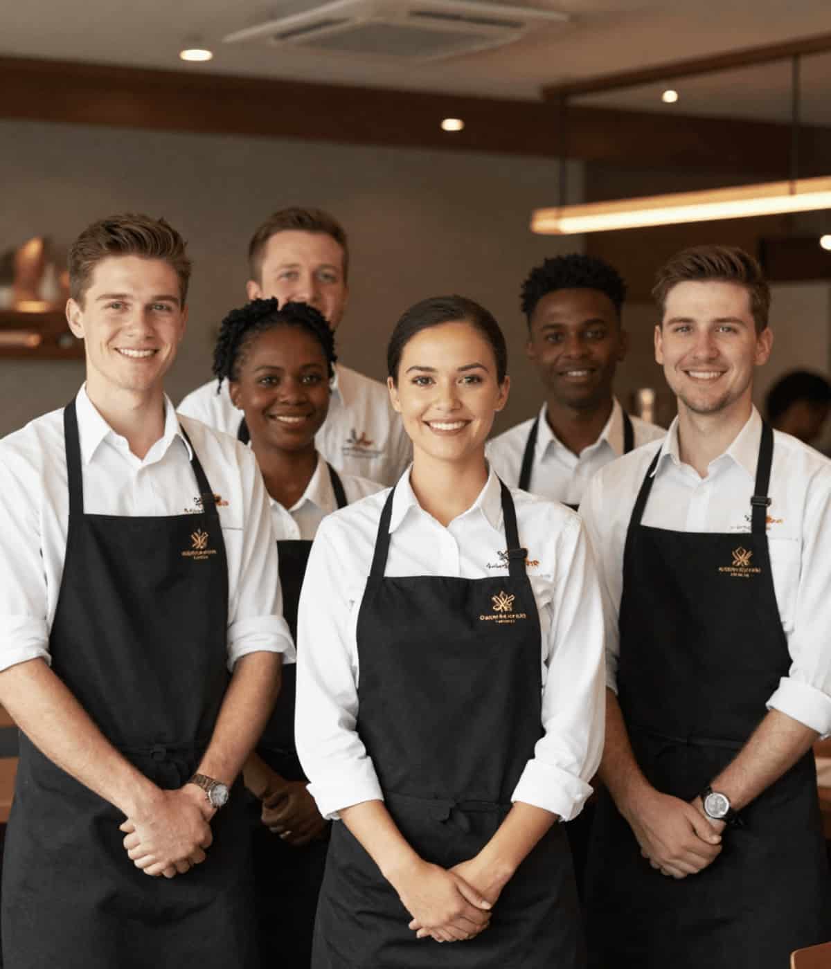 Restaurant staff wearing professional uniforms for embroidery in Palm Coast Florida