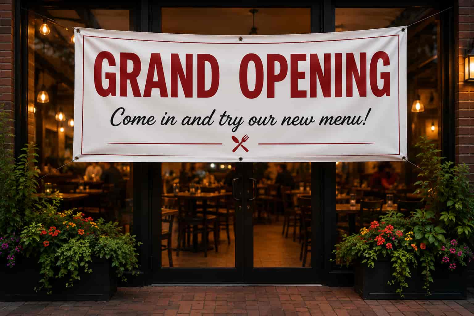 Grand opening restaurant banner printing in Palm Coast FL